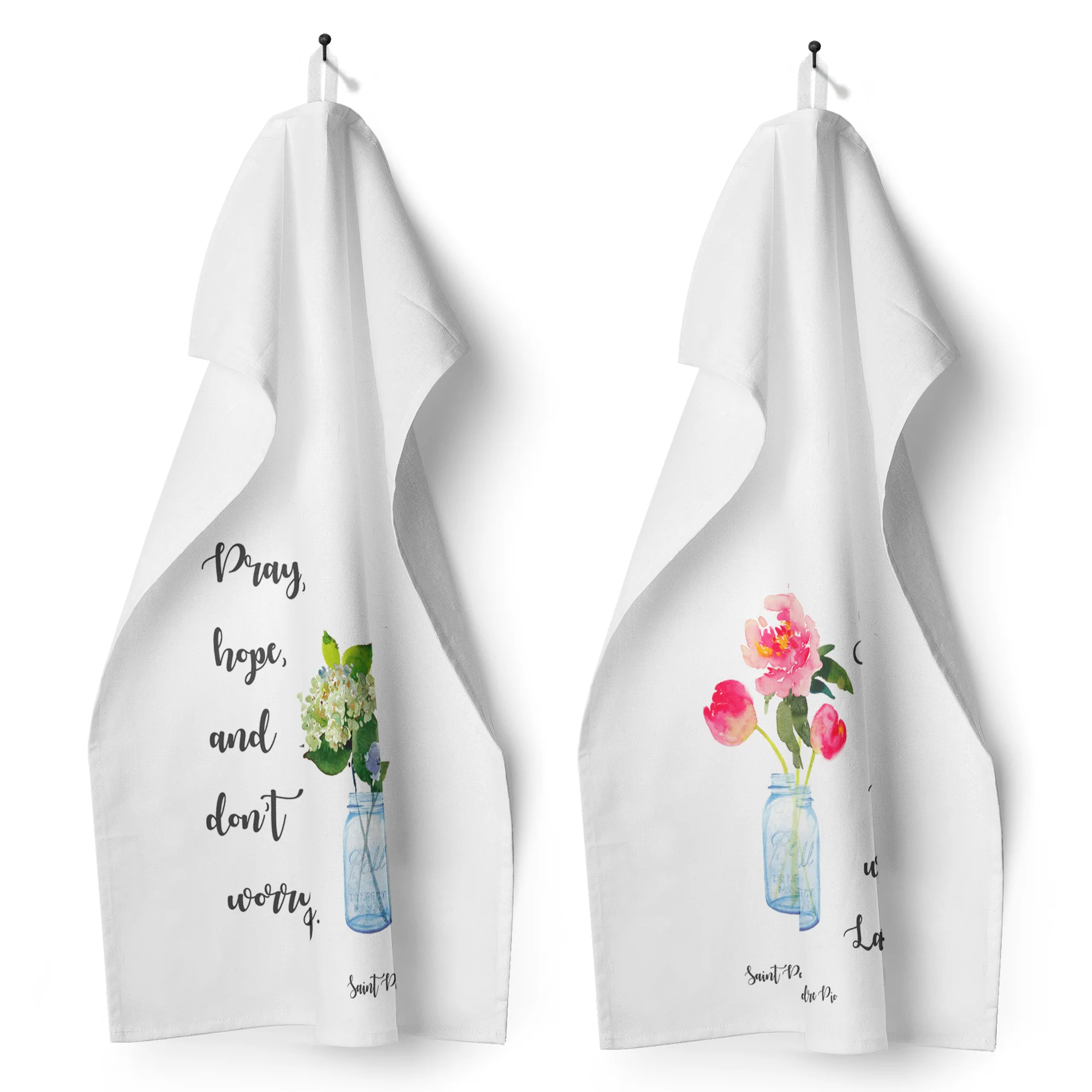 Set of Padre Pio Watercolor Dish Towels - 2 towels - Image 2