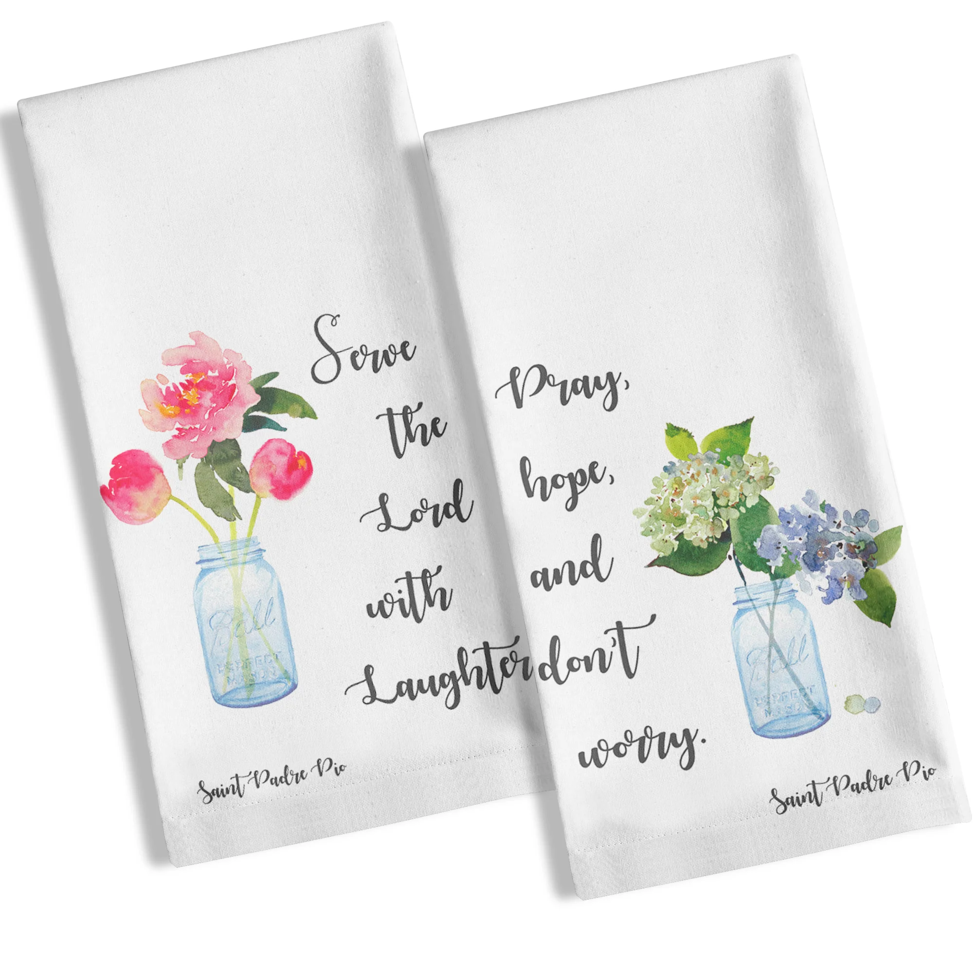Set of Padre Pio Watercolor Dish Towels - 2 towels - Image 3