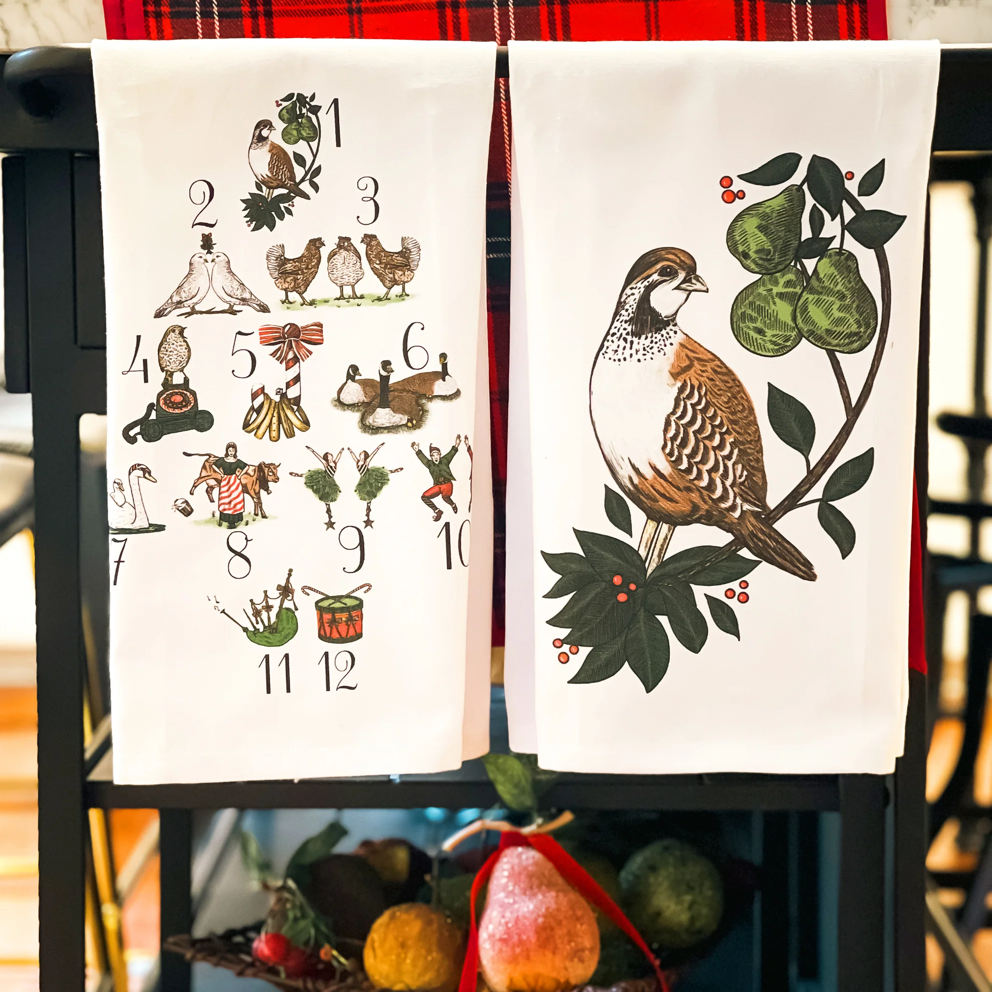 Set of Twelve Days of Christmas Dish Towels - 2 Towels