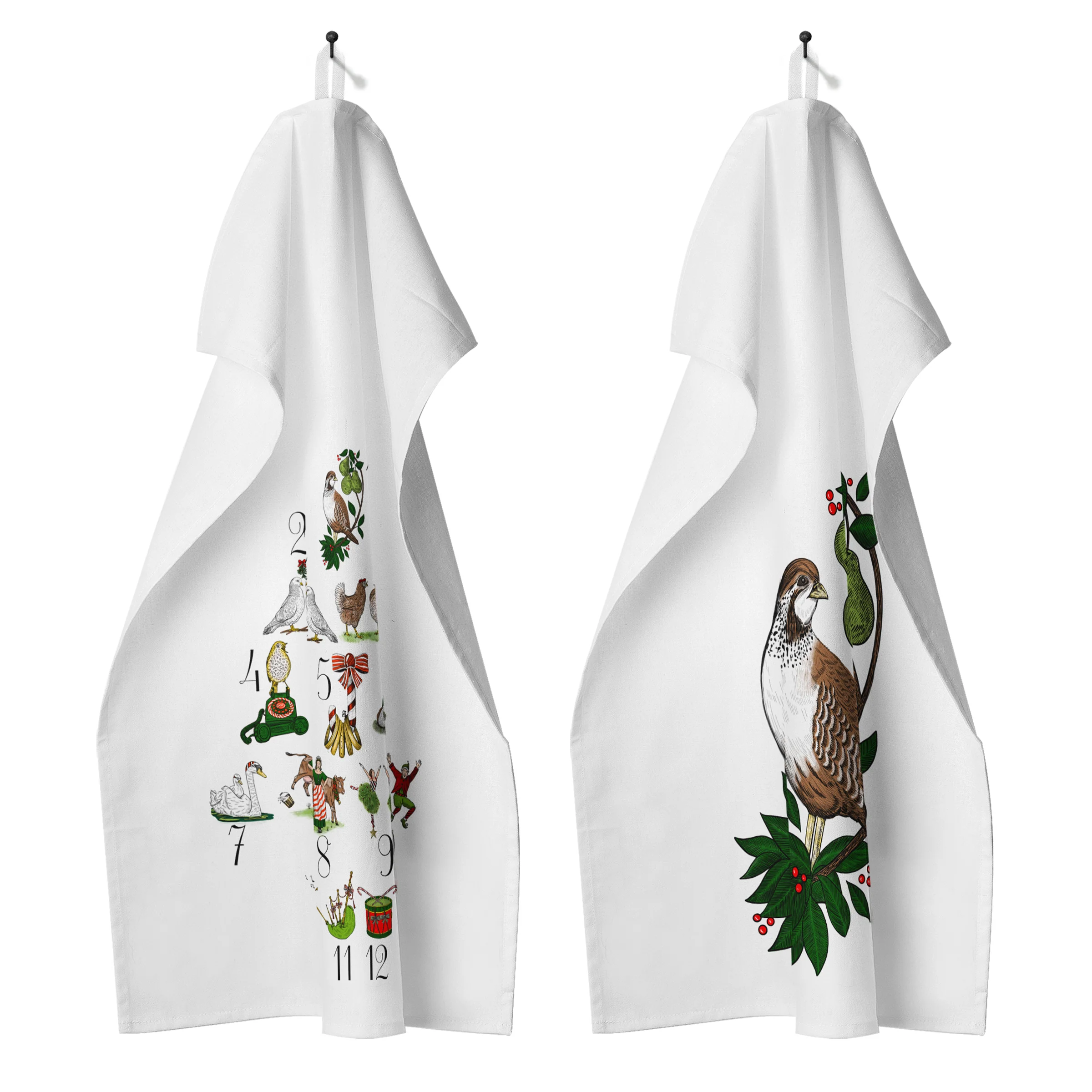Set of Twelve Days of Christmas Dish Towels - 2 Towels - Image 3