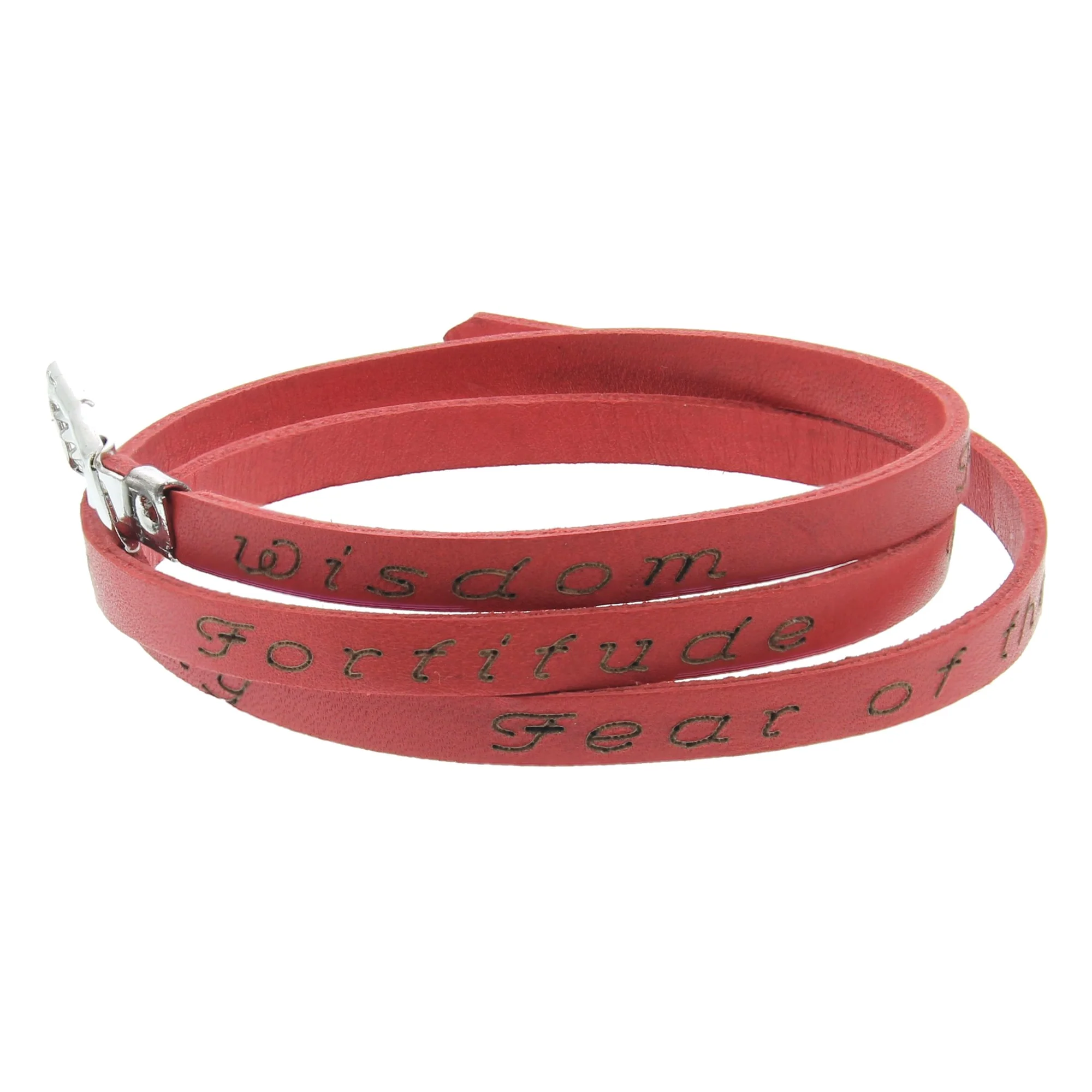 Seven Gifts of the Holy Spirit Leather Wrap Bracelet