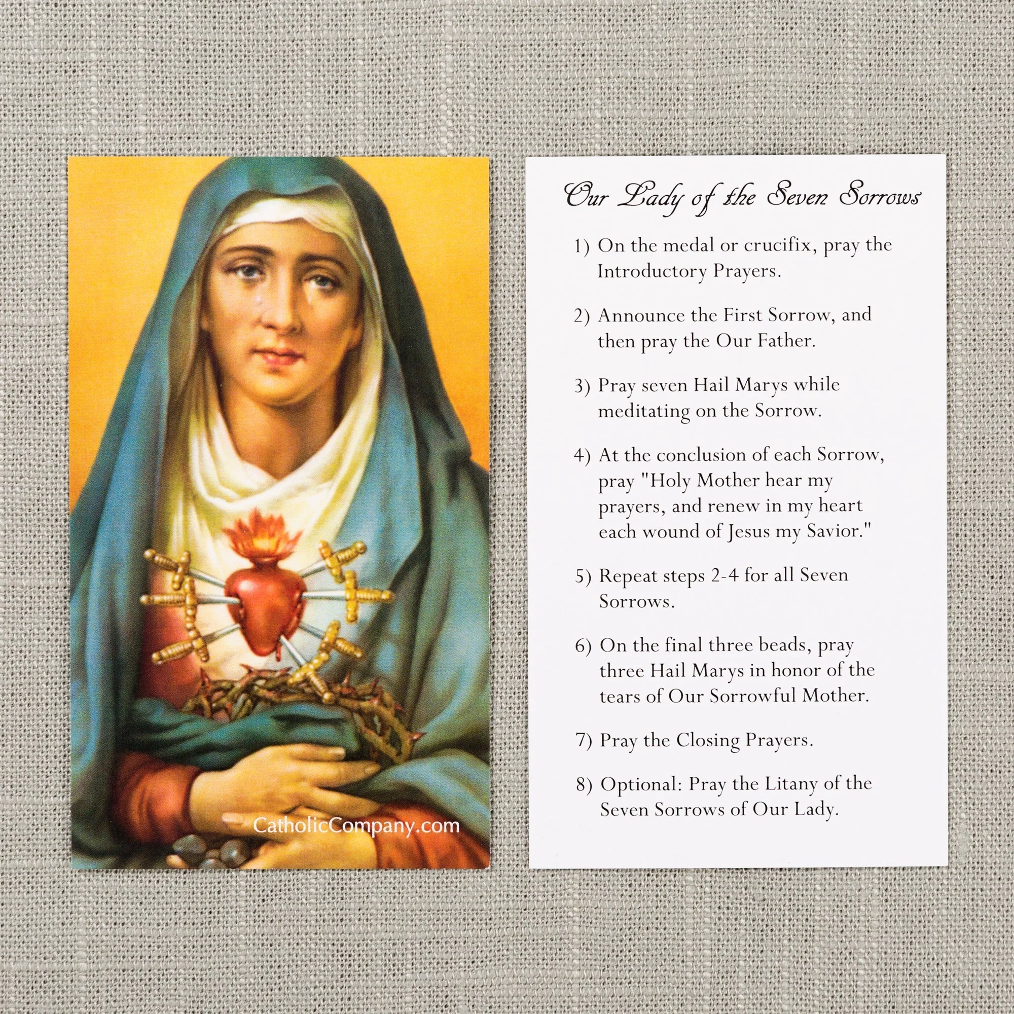 Seven Sorrows Chaplet Prayer Card