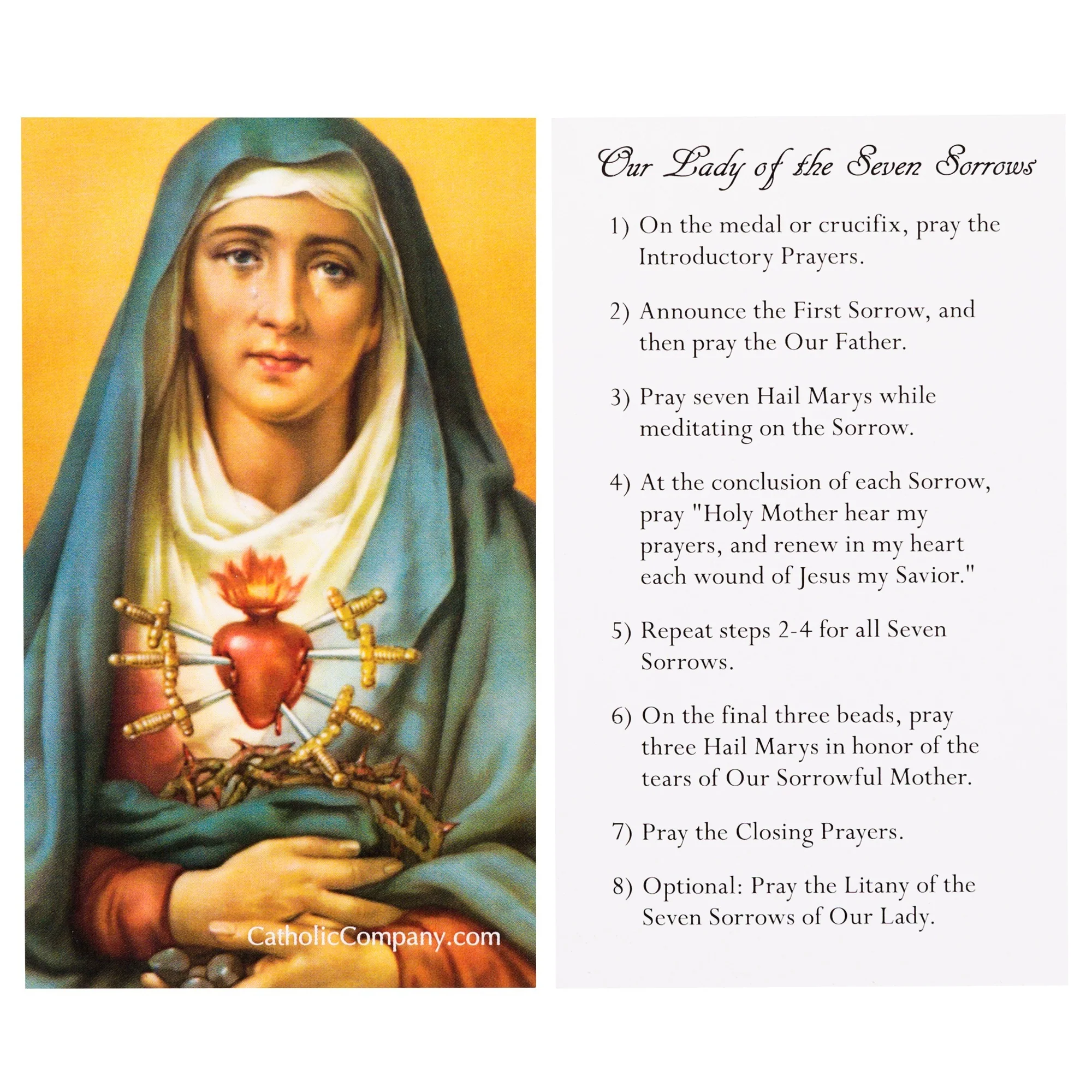 Seven Sorrows Chaplet Prayer Card - Image 2
