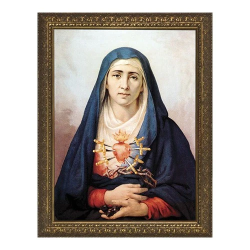 Seven Sorrows of Mary in Antique Gold Frame - Various Sizes