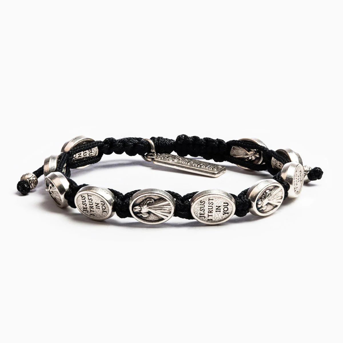 Silver & Black Trust Divine Mercy Bracelet - Image 2