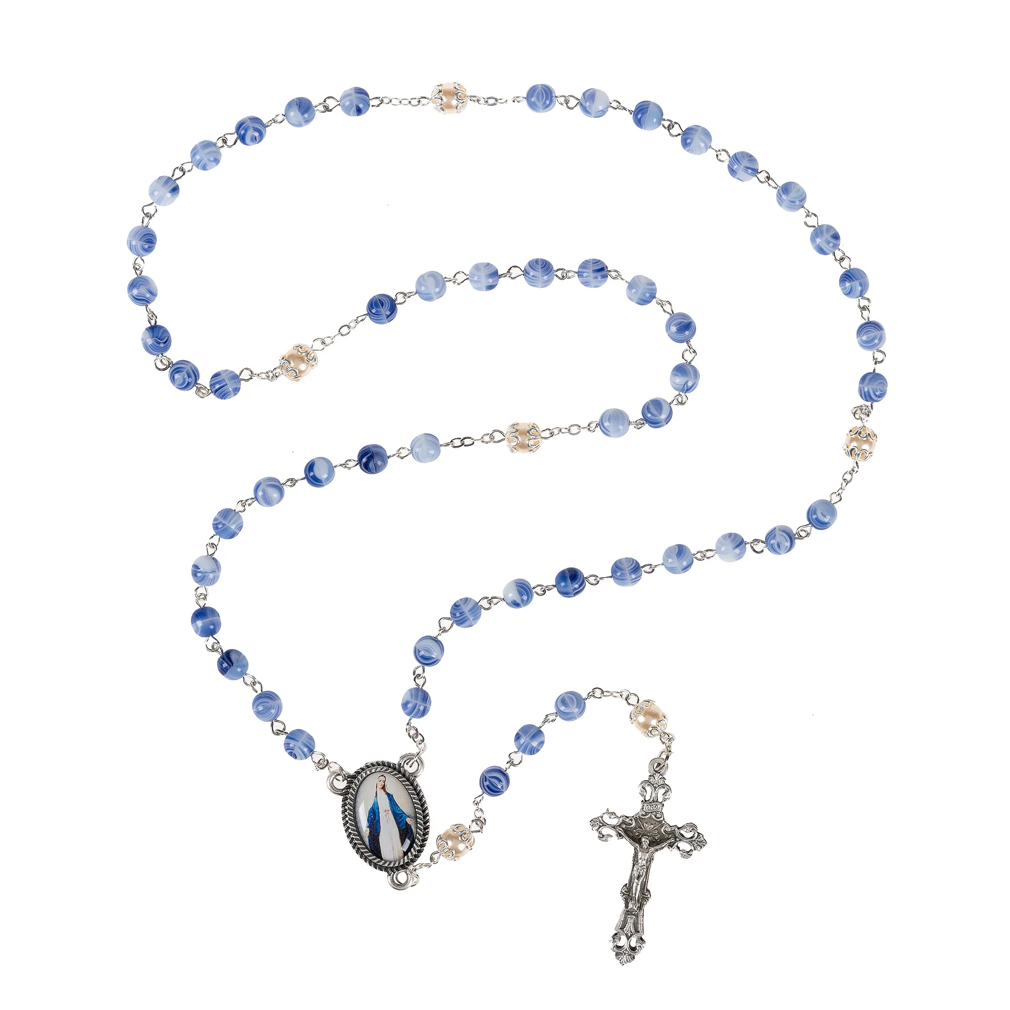 Silver / Blue Miraculous Rosary - Image 2