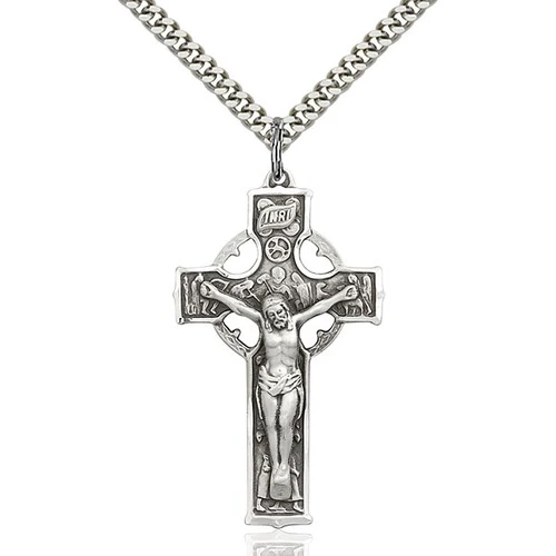 Silver Celtic Crucifix Pendant 1 1/2 X 7/8"