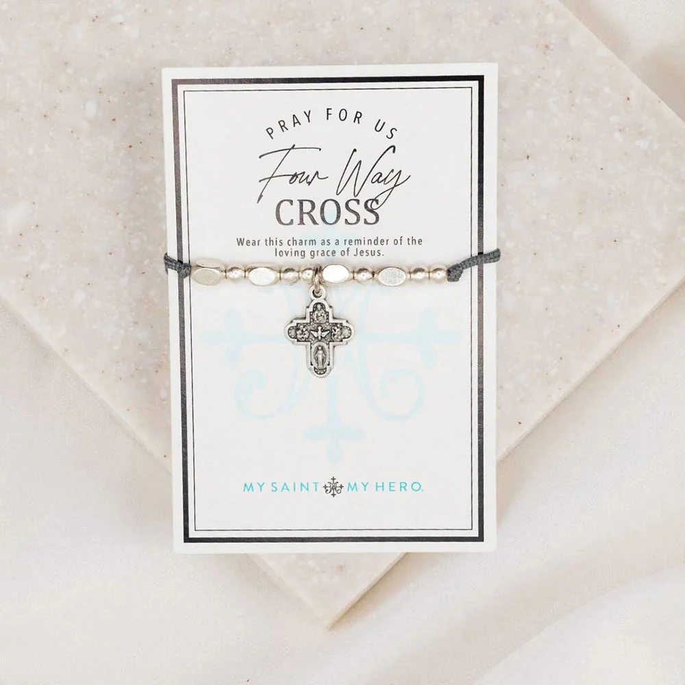 Silver Four-Way Cross Little Saints Bracelet - Image 2
