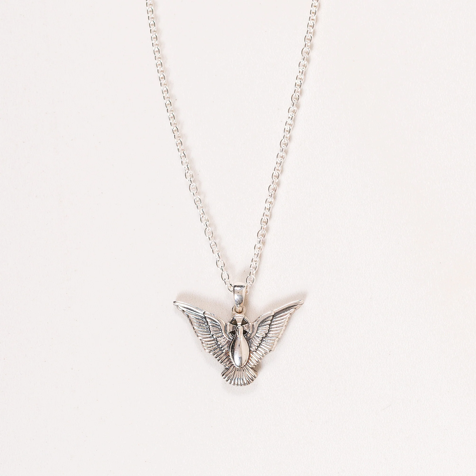 Silver Holy Spirit Majestic Dove Necklace - 20" chain