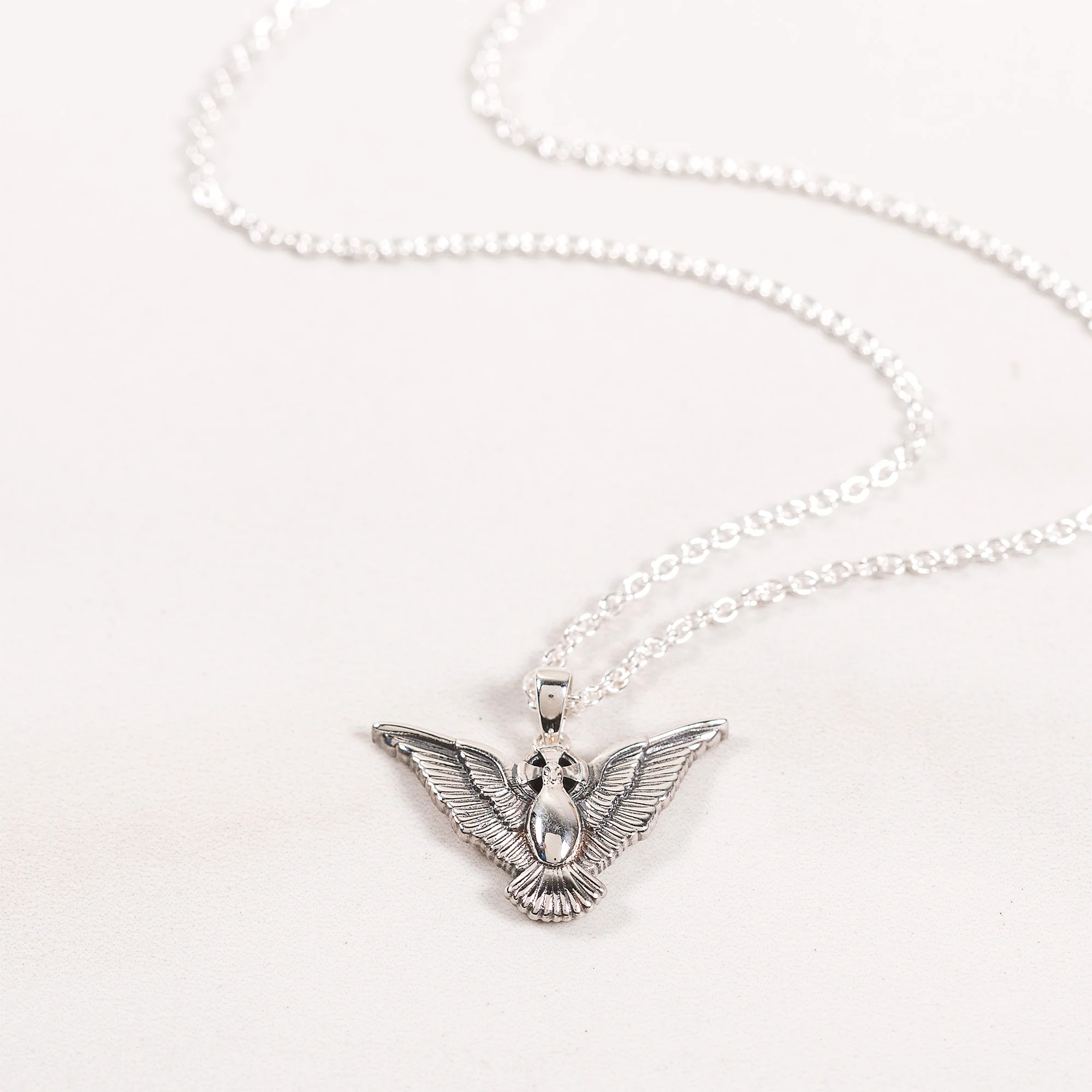 Silver Holy Spirit Majestic Dove Necklace - 20" chain - Image 2