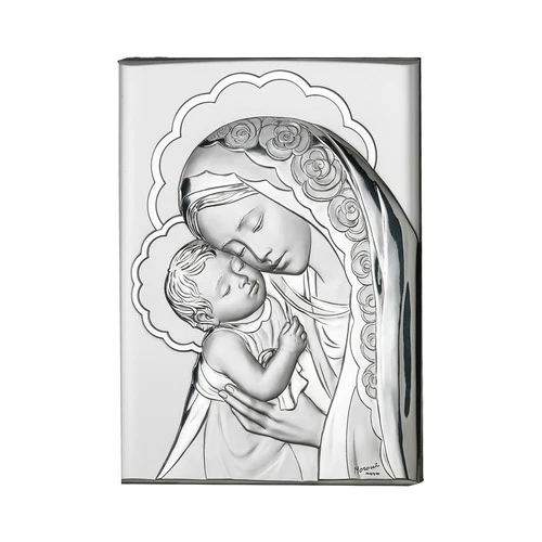 Silver Madonna and Child Standing Plaque - Image 2
