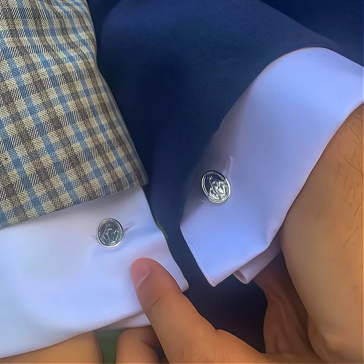 Silver Miraculous Medal Cufflinks - Image 2
