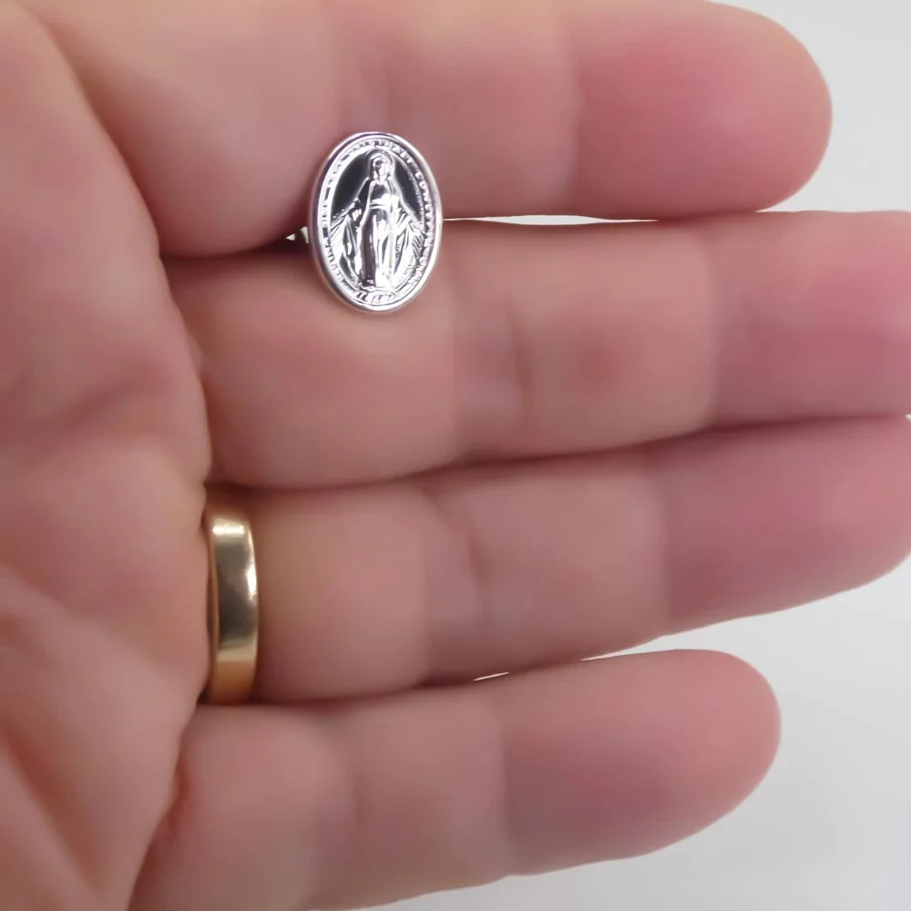 Silver Miraculous Medal Cufflinks - Image 3