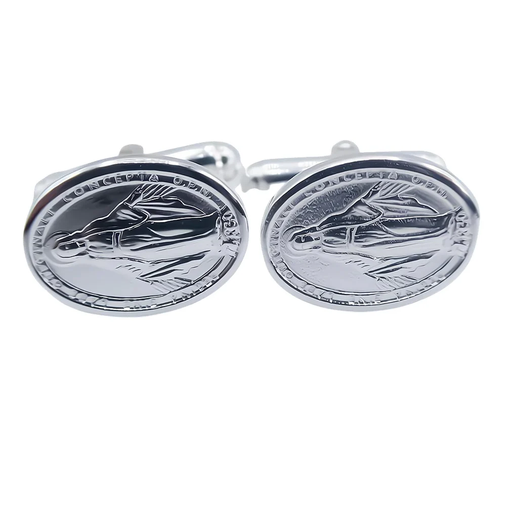 Silver Miraculous Medal Cufflinks - Image 4