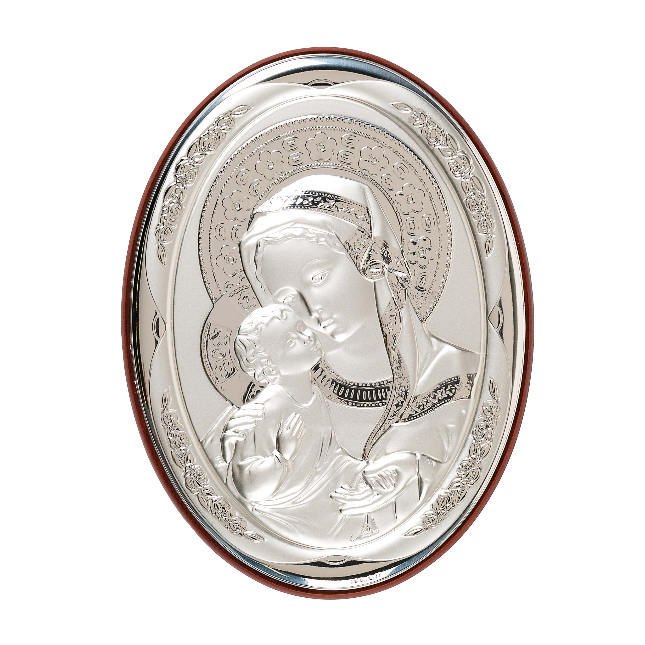 Silver Oval Madonna & Child Plaque - Image 2