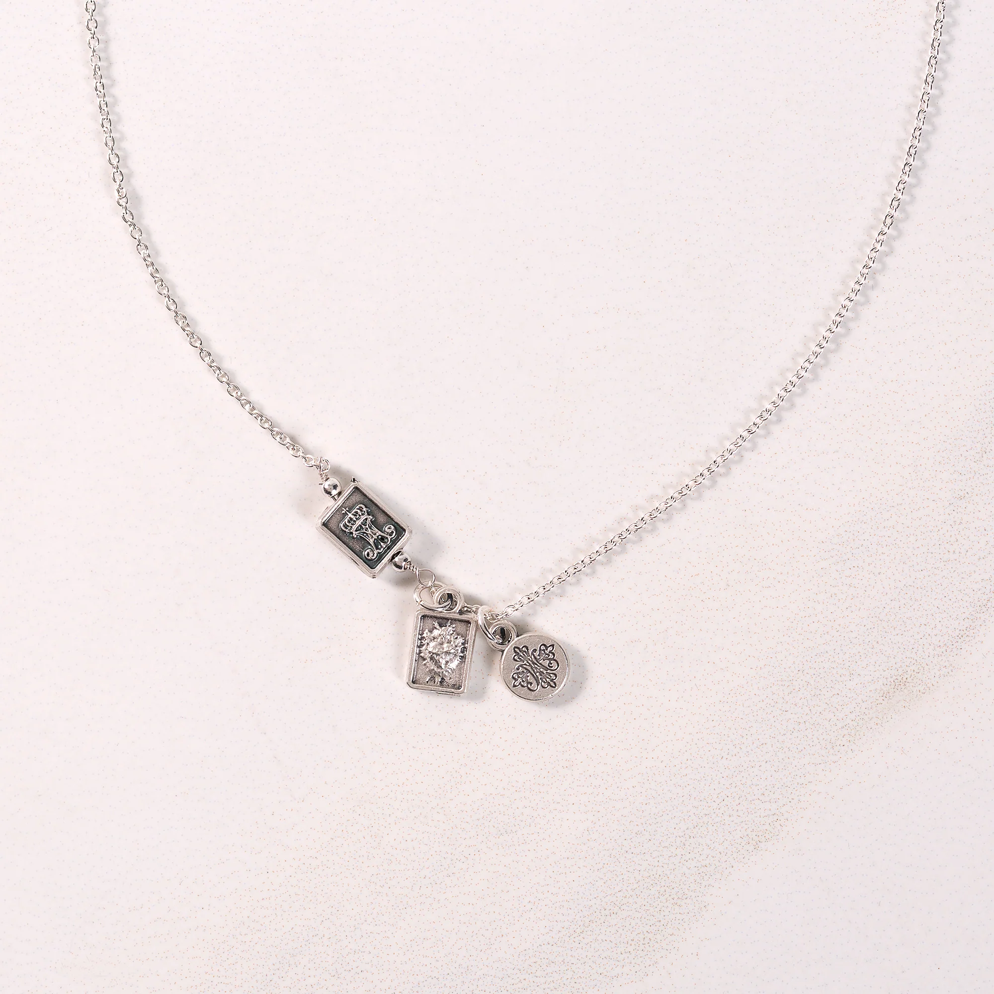 Silver Tone Petite Scapular Necklace