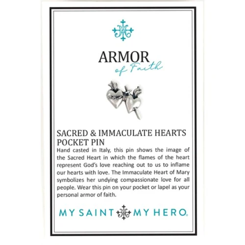 Silver Tone Two Hearts Pin - Image 2