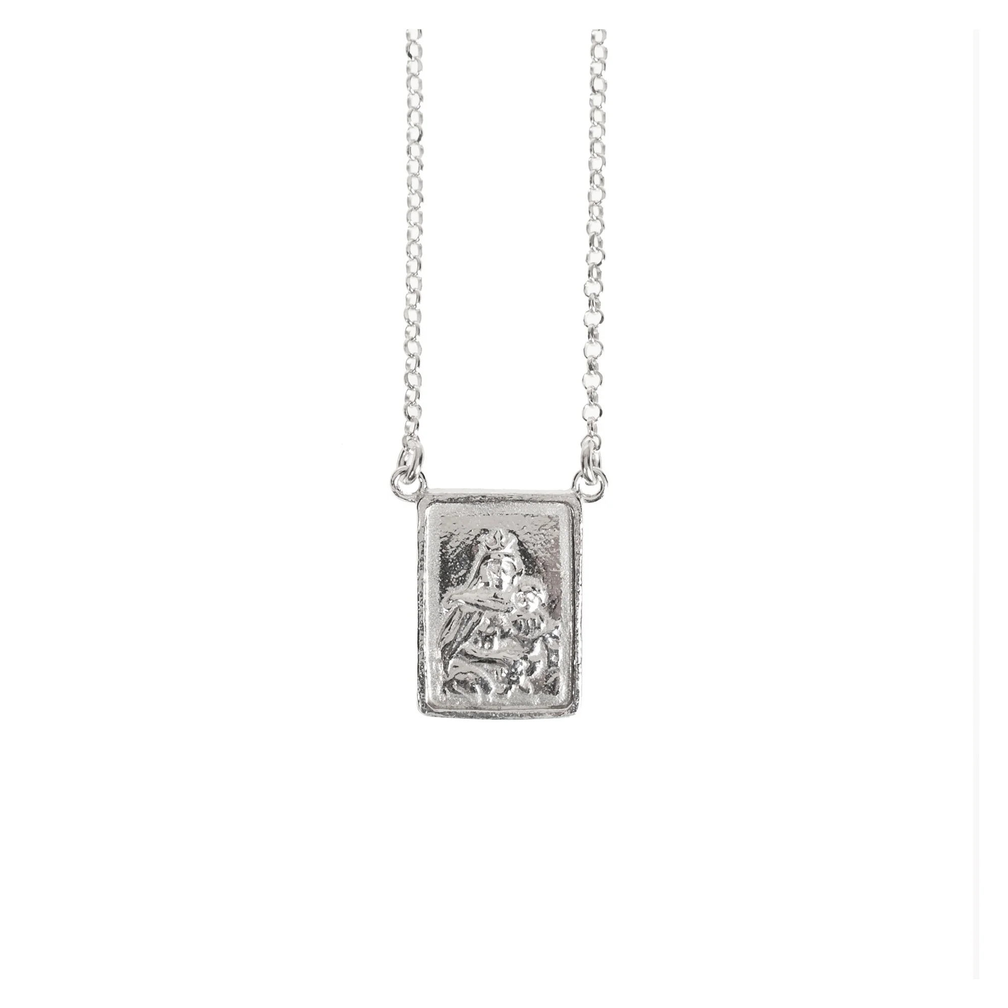 Single Medal Scapular Necklace in Sterling Silver - Image 2