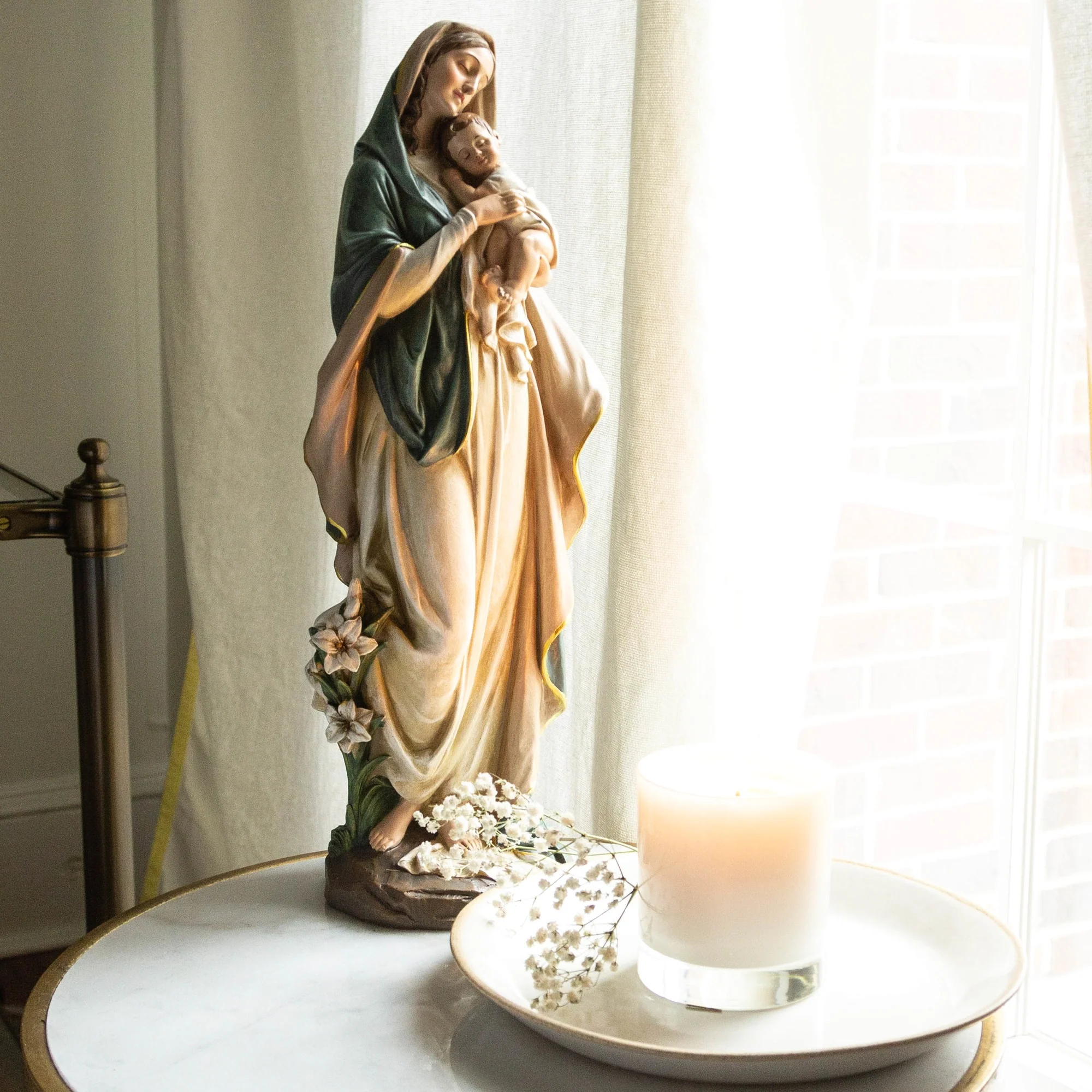 Sleeping Madonna and Child Statue