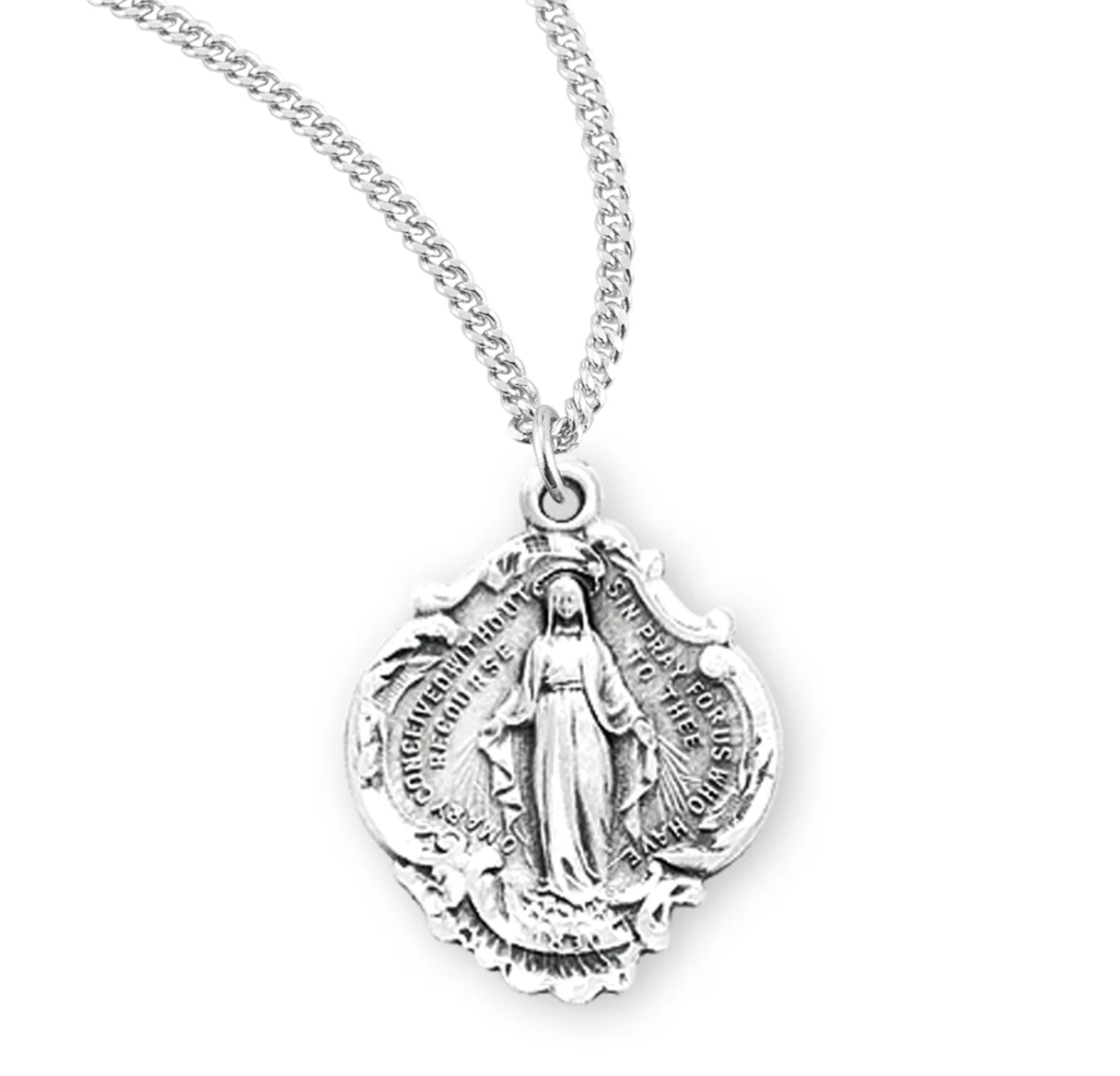 Small Baroque Miraculous Medal Necklace - Gold or Silver - Image 3