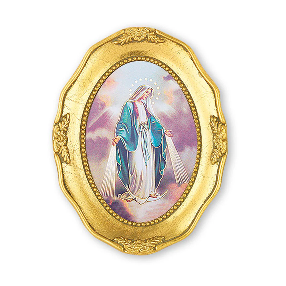 Small Our Lady of Grace Print in Gold Oval Frame