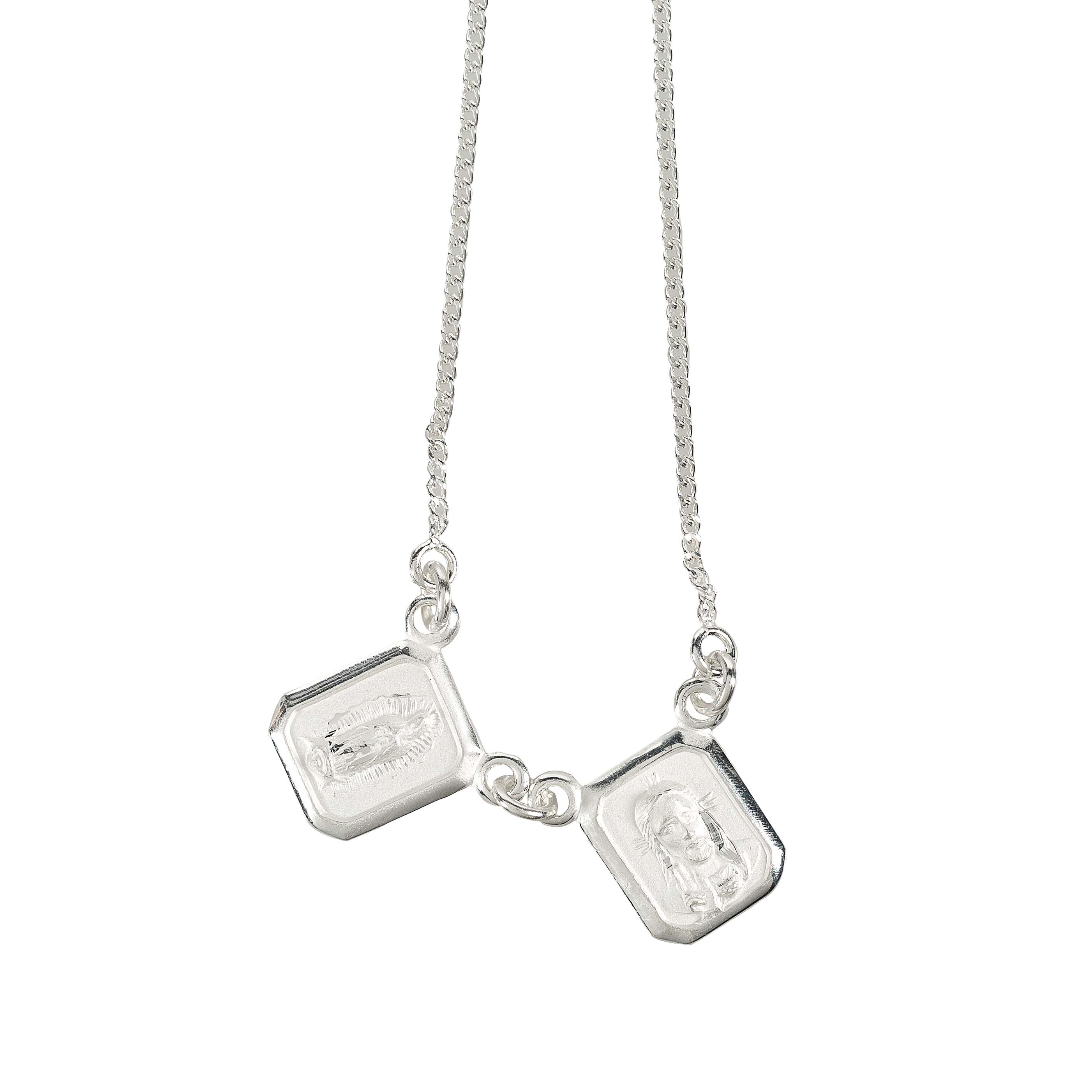 Small Sterling Silver  Scapular Necklace - 16"