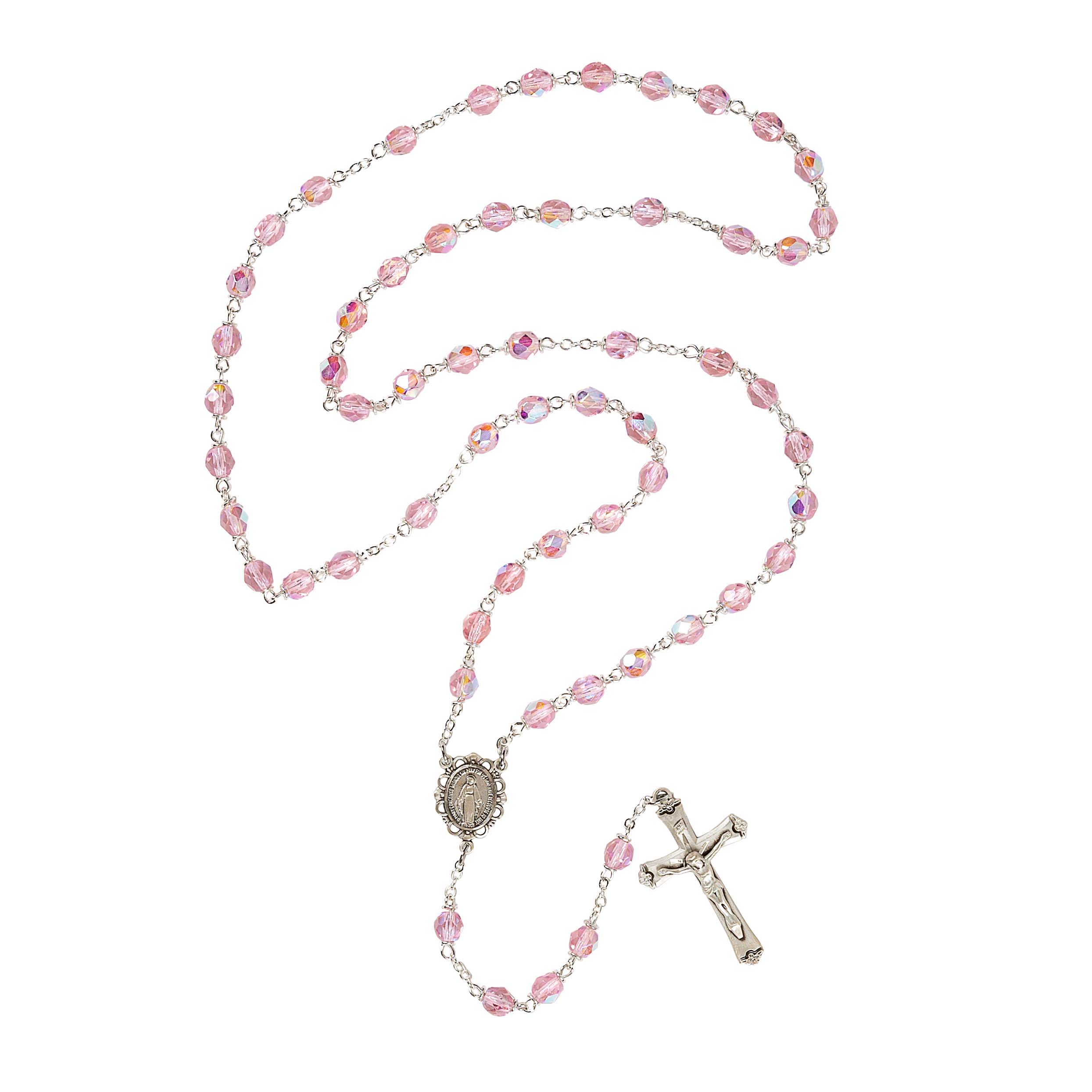 SS 6MM Aurora Borealis Rose Rosary - Image 3
