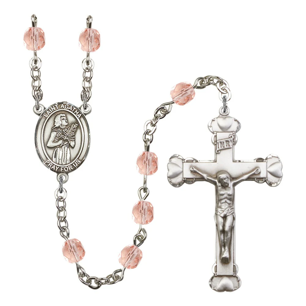 St. Agatha Pink October Rosary 6mm