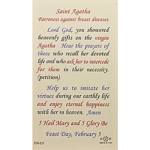 St. Agatha - Prayer Card - Image 2