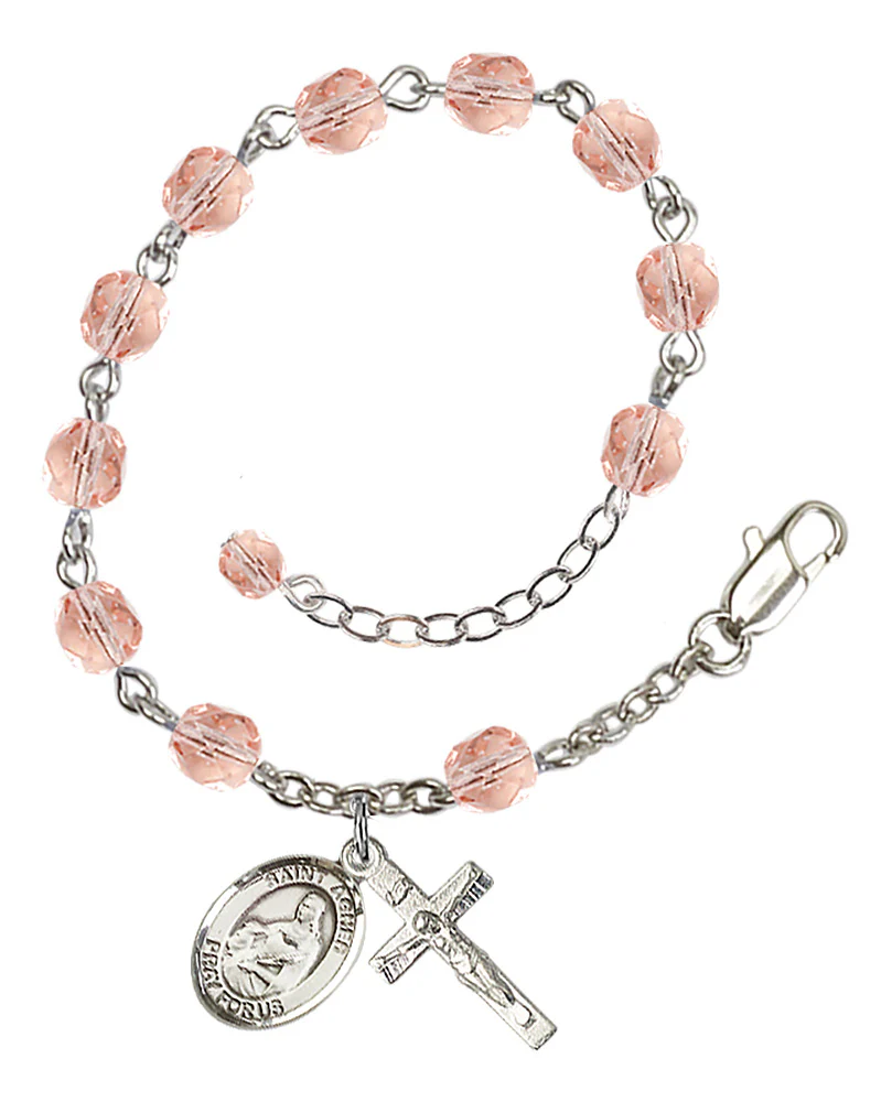 St. Agnes Of Rome Pink October Rosary Bracelet 6mm