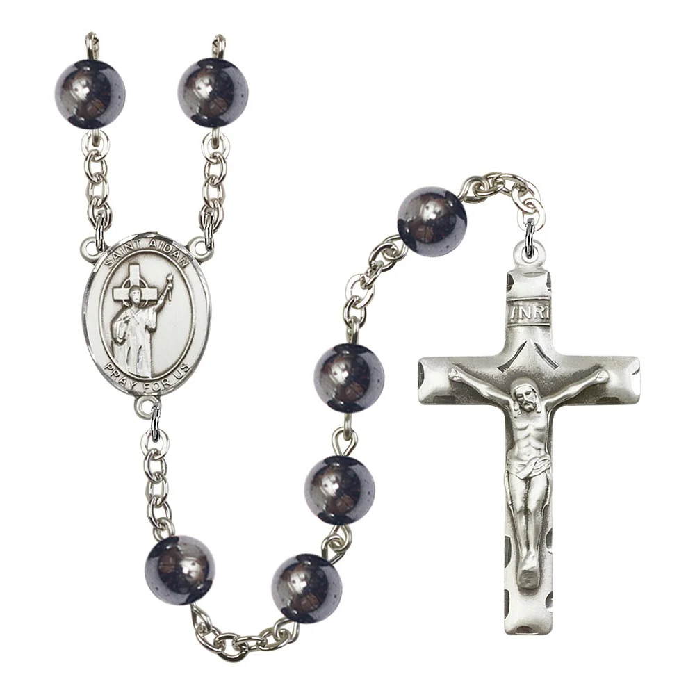 St. Aidan Of Lindesfarne 8mm Hematite Rosary