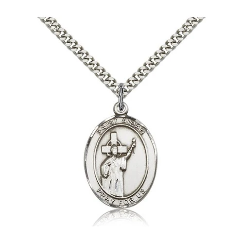 St. Aidan of Lindisfarne Pendant with Chain, Bliss, Sterling Silver