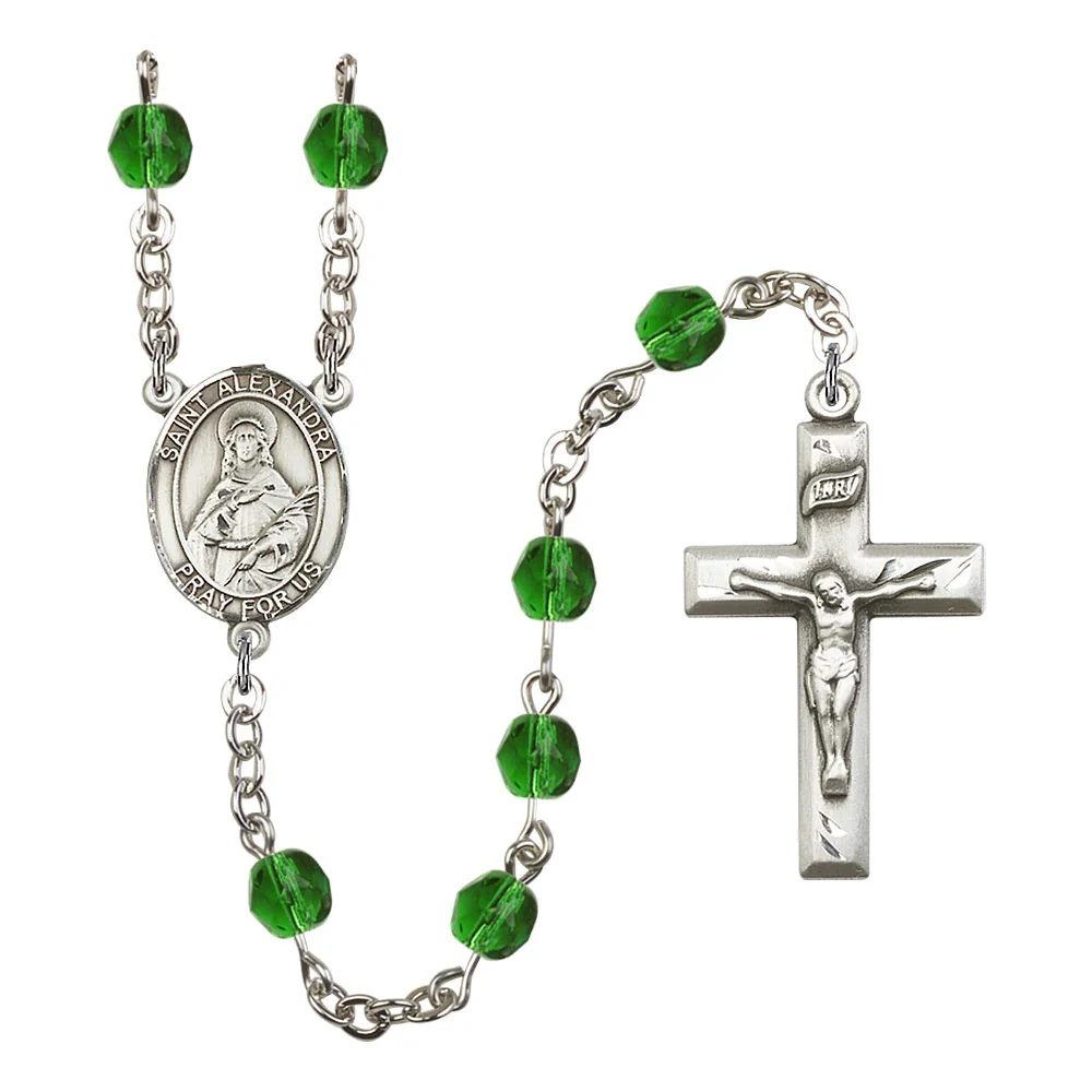 St. Alexandra Green May Rosary 6mm