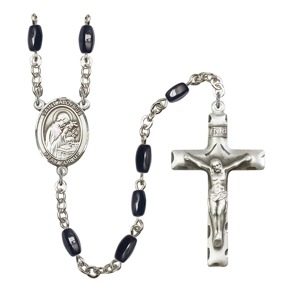 St. Aloysius Gonzaga 8X5mm Black Onyx Rosary
