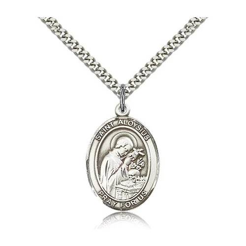 St. Aloysius Gonzaga Pendant with Chain, Bliss, Sterling Silver