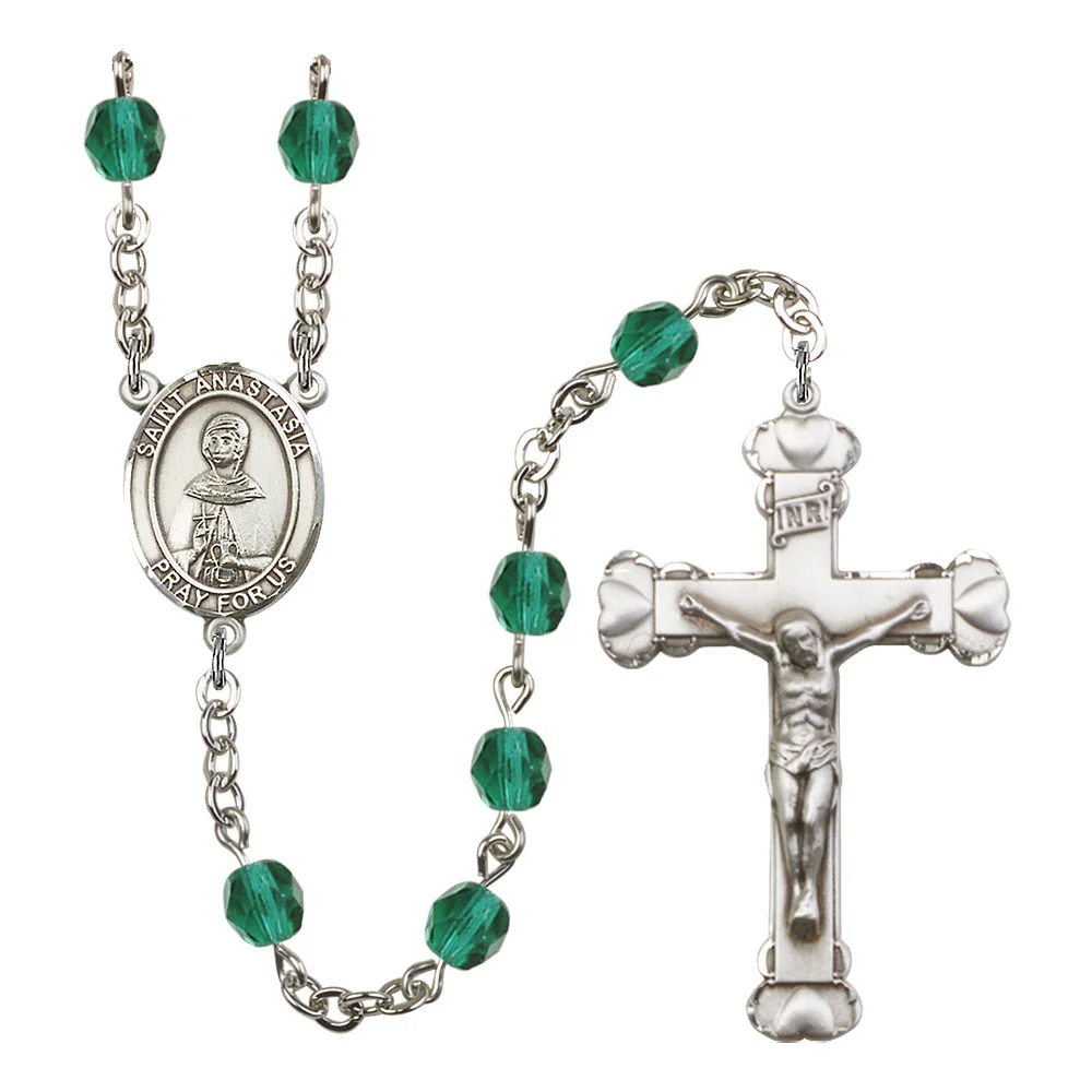 St. Anastasia Teal December Rosary 6mm