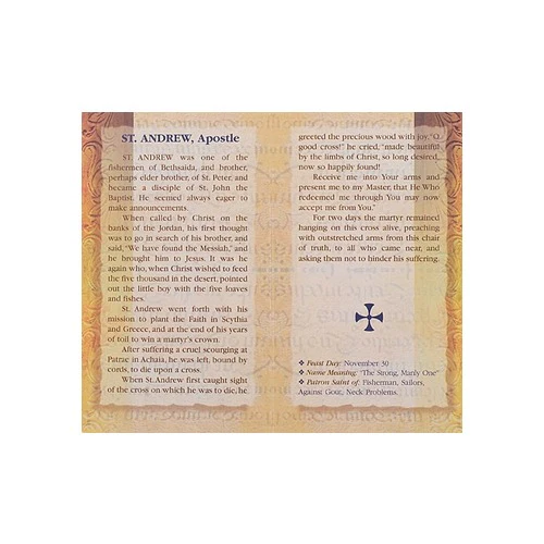 St. Andrew (Apostle) - Mini Lives of the Saints Folded Prayer Card - Image 2