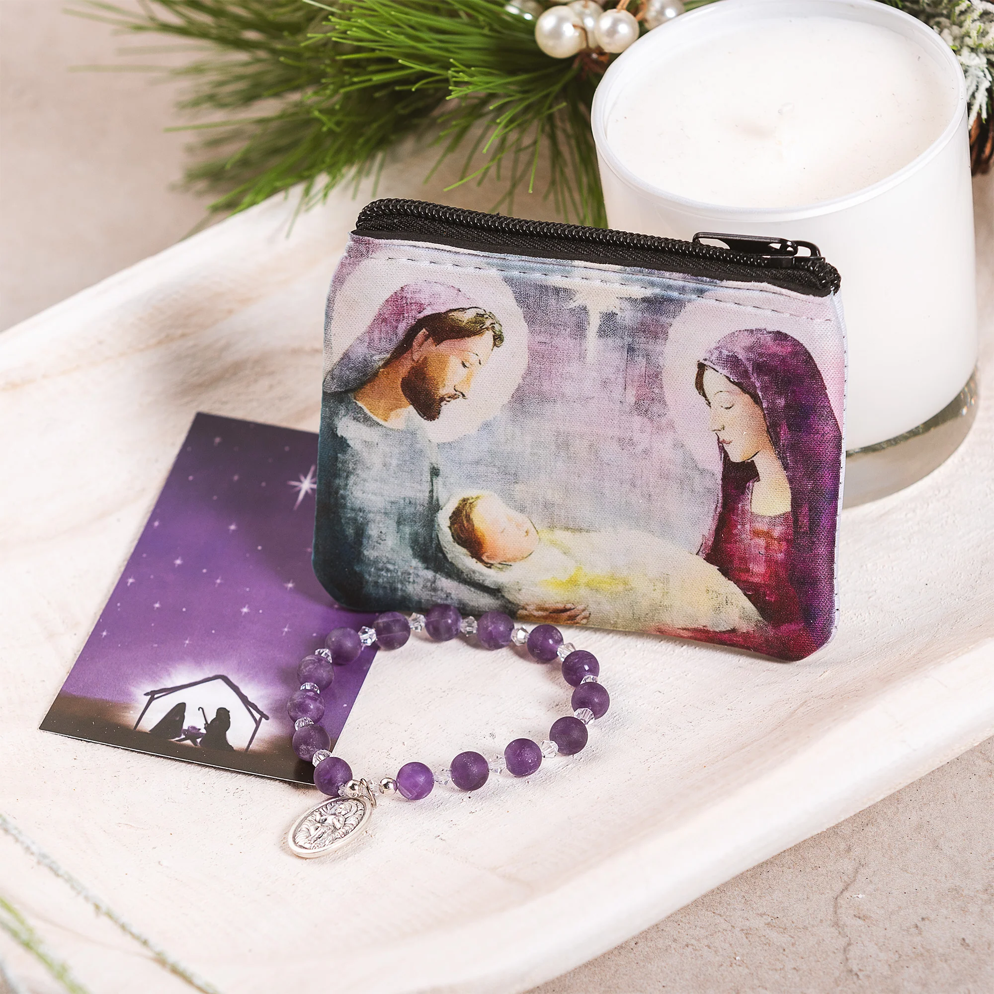 St. Andrew Christmas Novena Bracelet & Rosary Pouch Set - Image 2
