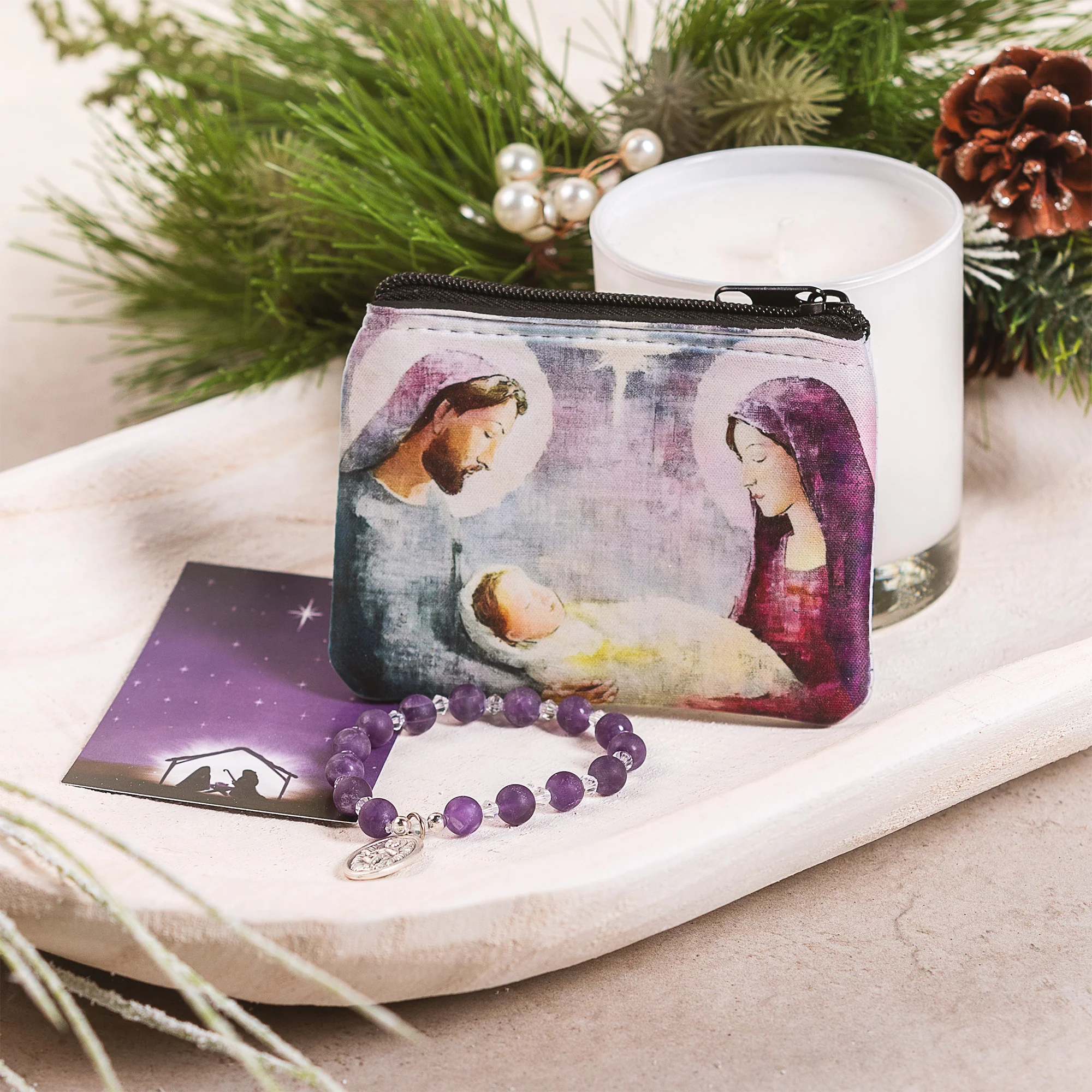 St. Andrew Christmas Novena Bracelet & Rosary Pouch Set - Image 3