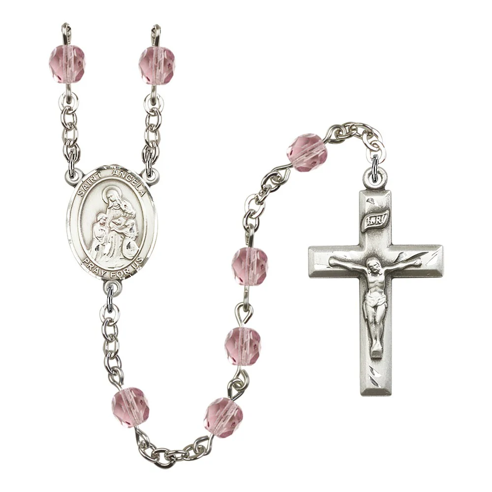 St. Angela Merici Light Purple June Rosary 6mm