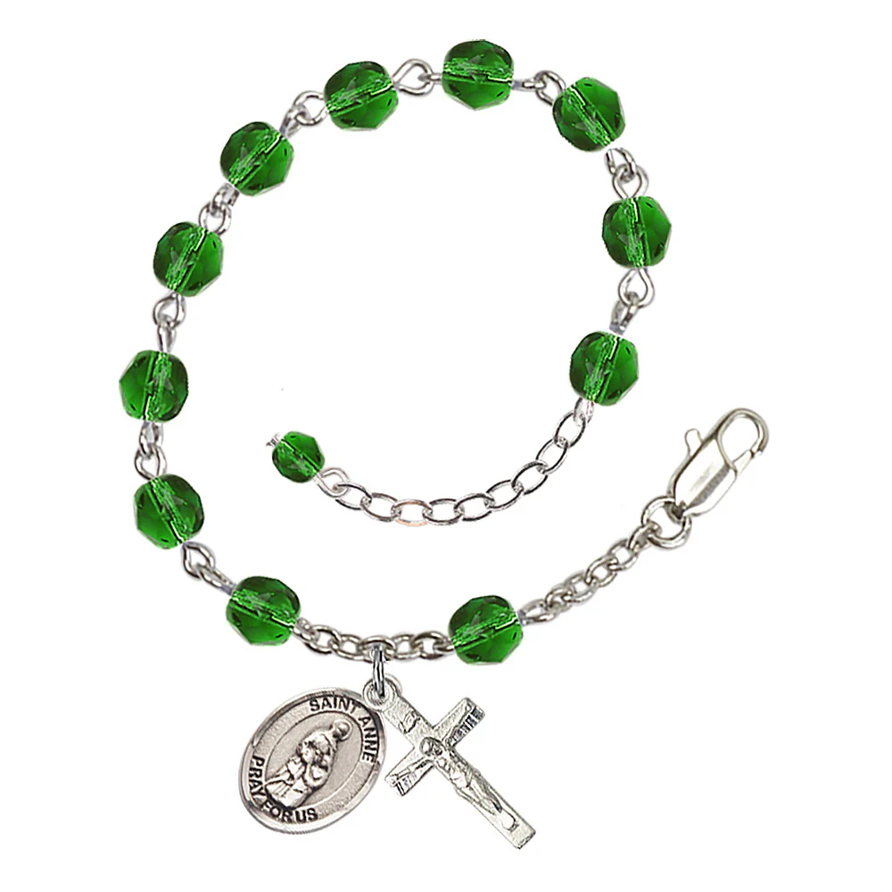 St. Anne Crystal Birthstone Rosary Bracelet - Multiple Birthstones - Image 5
