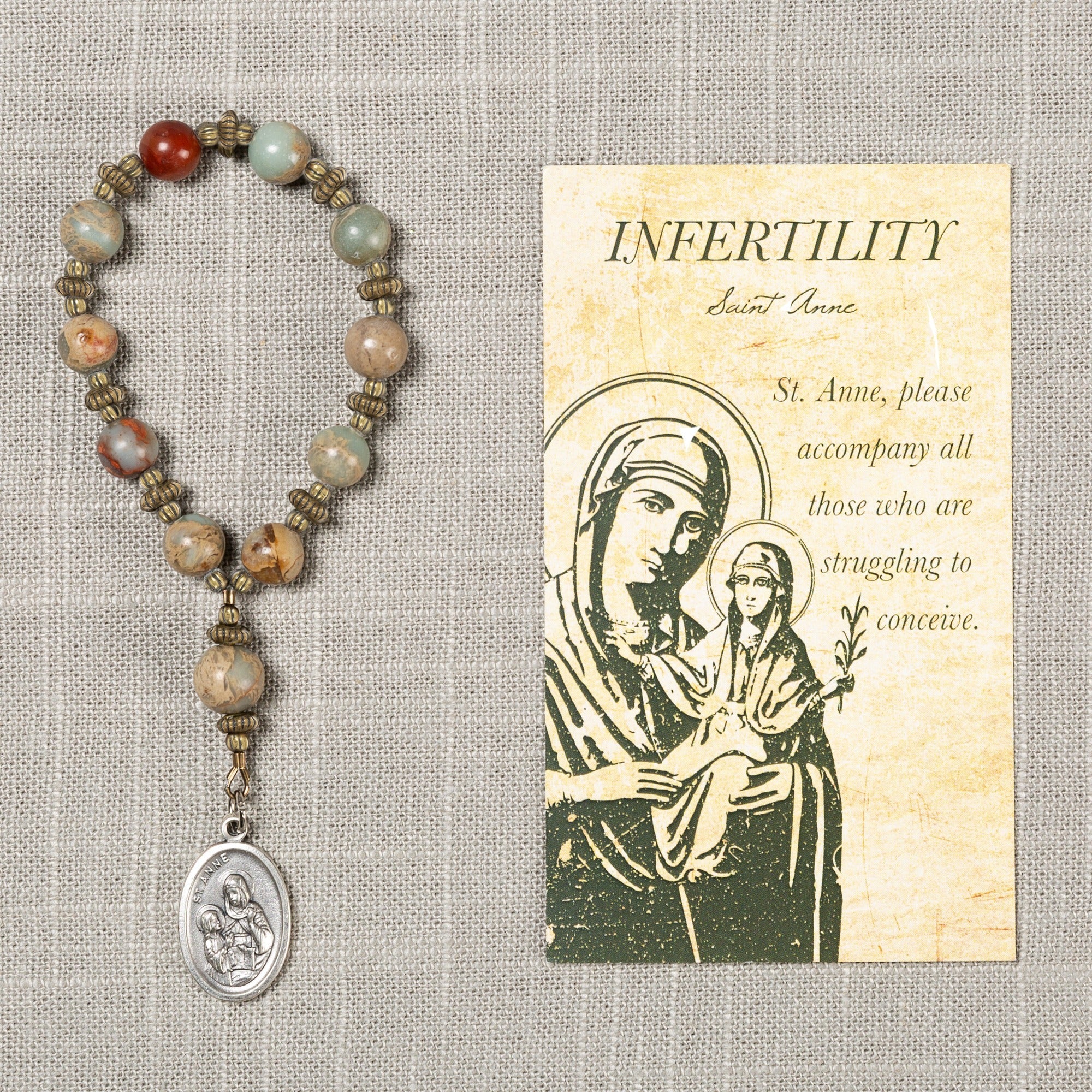 St. Anne Infertility Decade Rosary with Prayer Card