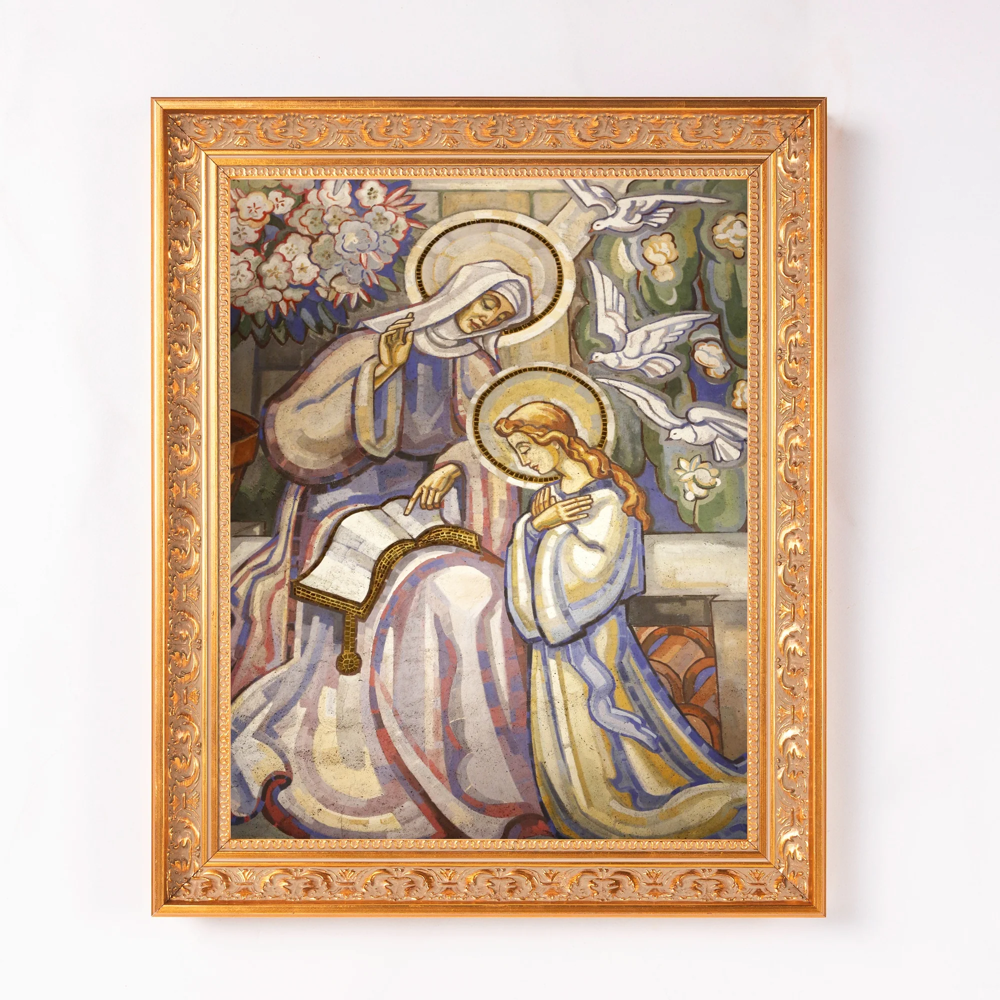 St. Anne Teaching Mary Fresco Framed Canvas - Sacred Classics Collection - Image 2