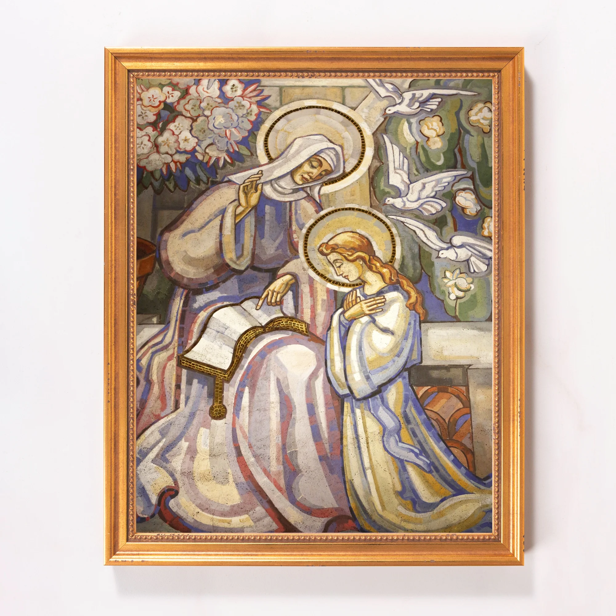 St. Anne Teaching Mary Fresco Framed Canvas - Sacred Classics Collection - Image 5