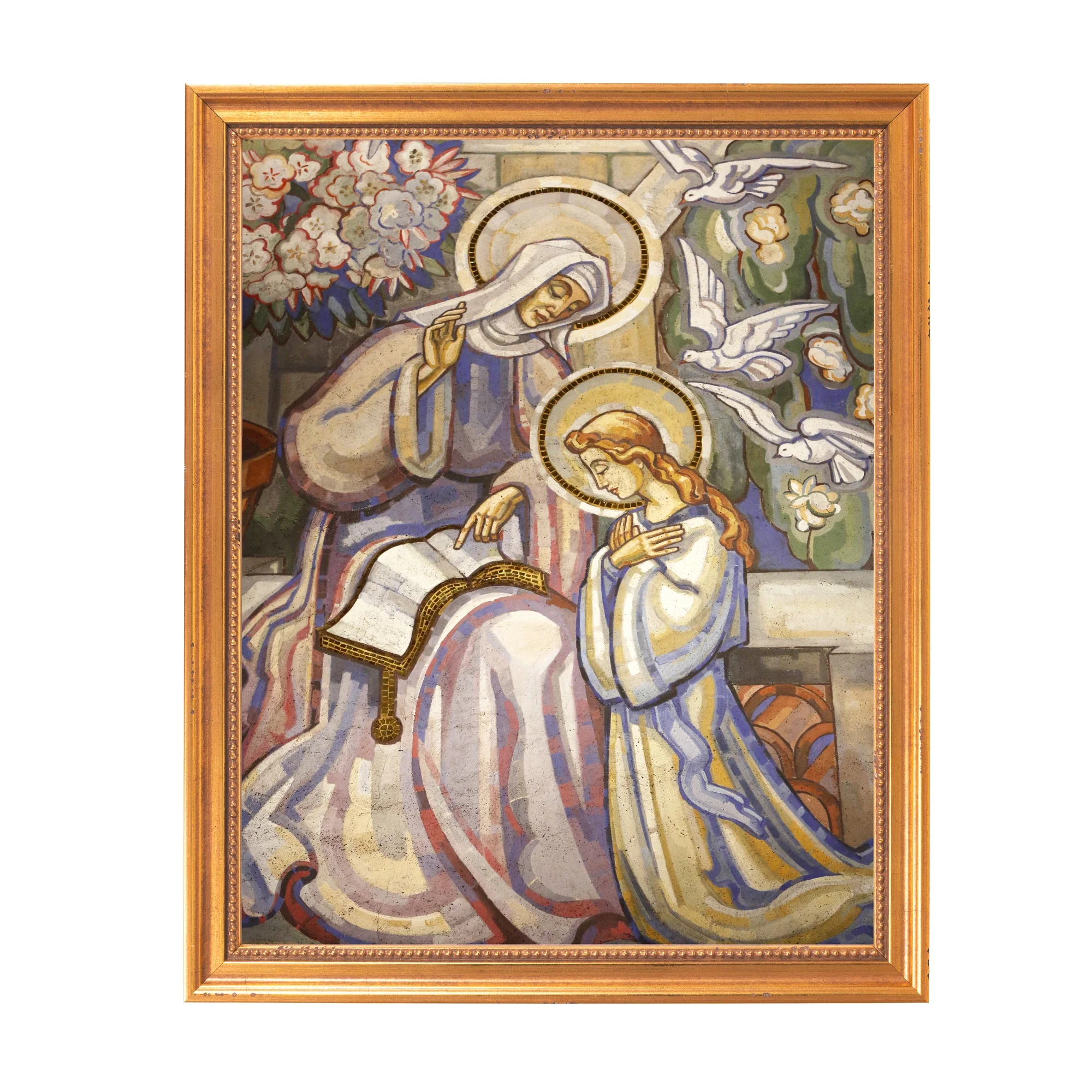 St. Anne Teaching Mary Fresco Framed Canvas - Sacred Classics Collection - Image 6