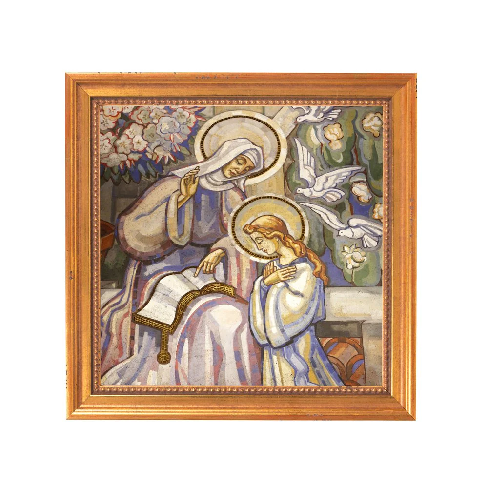 St. Anne Teaching Mary Fresco Framed Canvas - Sacred Mini Collection - Image 10