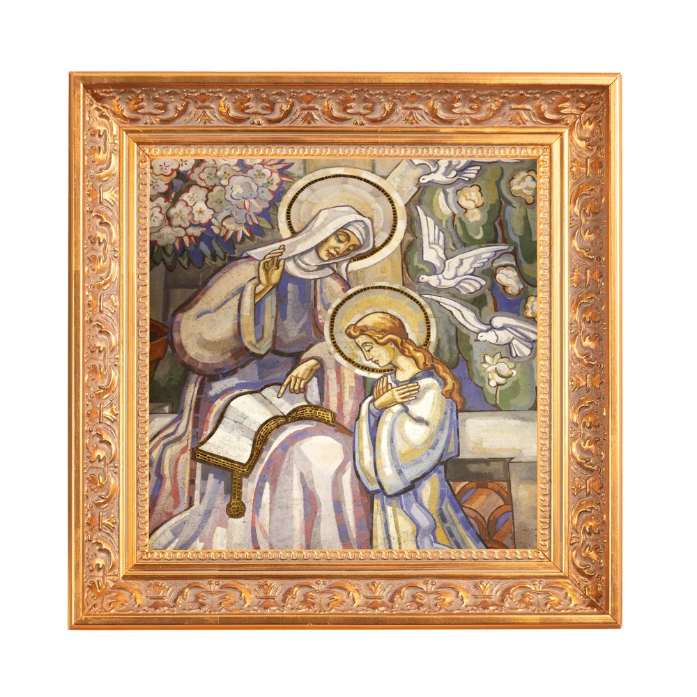 St. Anne Teaching Mary Fresco Framed Canvas - Sacred Mini Collection - Image 2