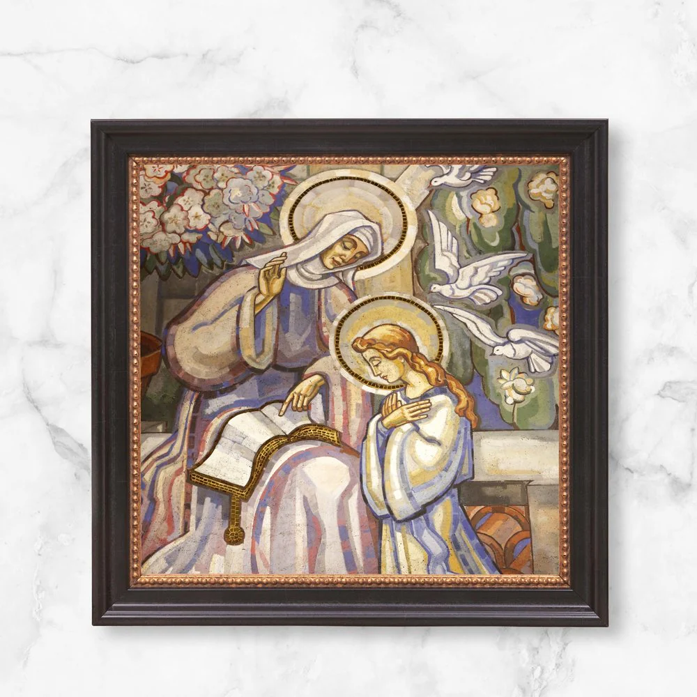 St. Anne Teaching Mary Fresco Framed Canvas - Sacred Mini Collection - Image 6