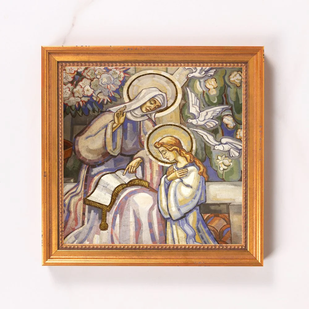 St. Anne Teaching Mary Fresco Framed Canvas - Sacred Mini Collection - Image 9