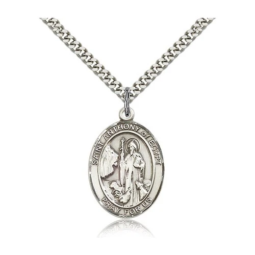 St. Anthony of Egypt Pendant with Chain, Bliss, Sterling Silver